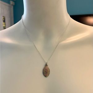 Coach Pink Enamel Football Pendant .925 Sterling Silver Necklace